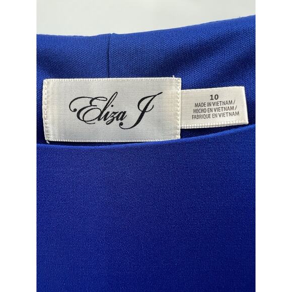 Eliza J Women’s Royal Blue Pullover Sheath Dress Bow Sleeve Lined 10 Cocktail - Picture 7 of 9